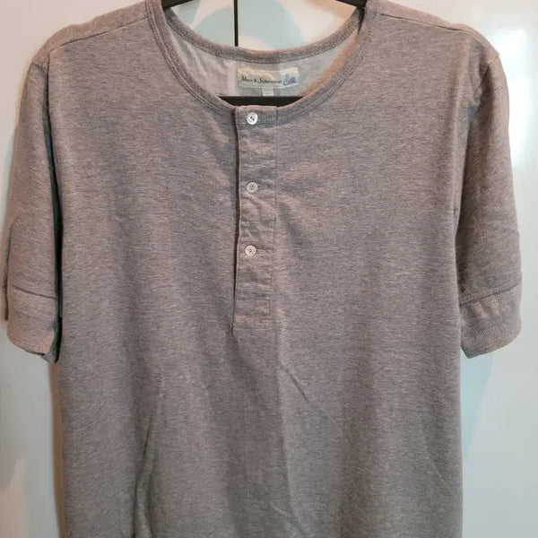 [BUNJANG] Merz b. Schwanen Grey Henley Short Sleeve T-Shirt / Merz b. Schwanen 그레이 헨리넥 반팔티 6(메르츠 비 슈바넨의 헨리넥 반팔티)