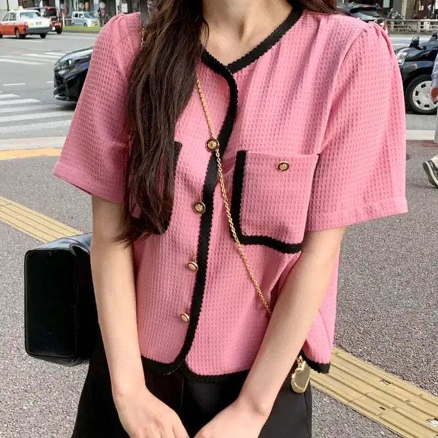 [BUNJANG] Waffle Tweed Blouse Jacket / 와플 트위드 블라우스 자켓