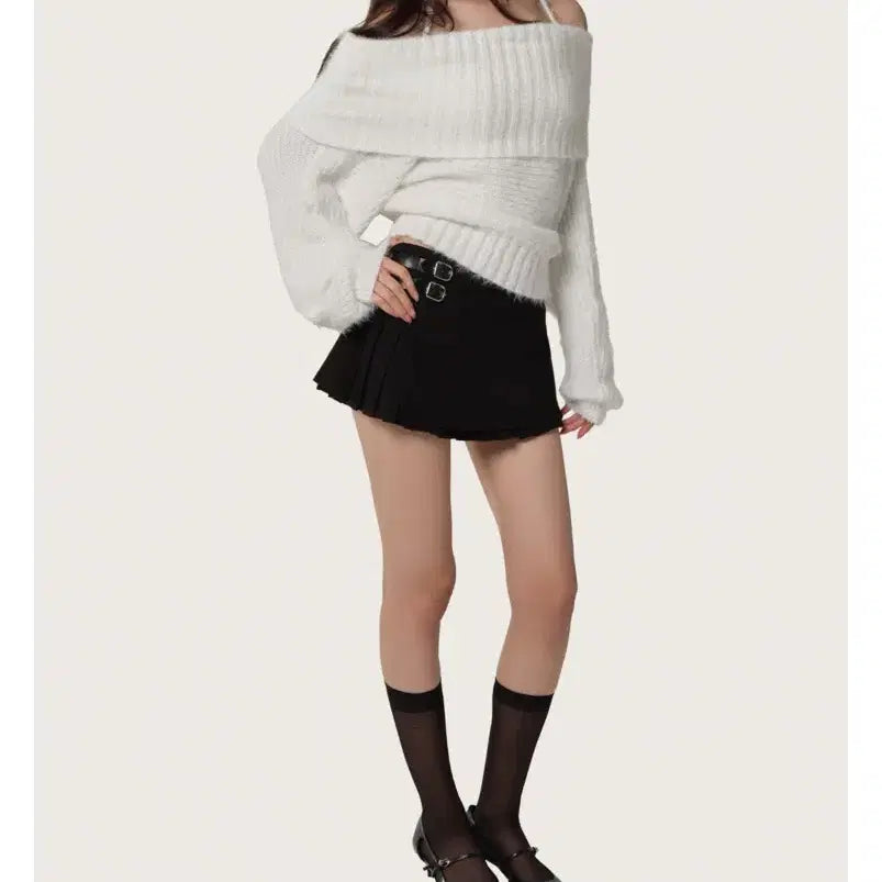[BUNJANG] Glossier Buckle Pleated Skirt / 클리시어 버클 플리츠 스커트