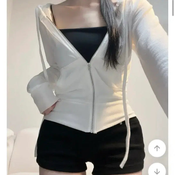 [BUNJANG] Ivory Slim Fit Hooded Zip-Up Jacket / 새상품) 아이보리 슬림핏 후드집업