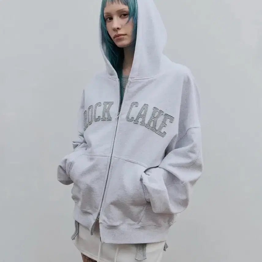 [BUNJANG] Rockcake Arch Logo Zip-Up Hoodie / 락케이크 아치로고 후드집업