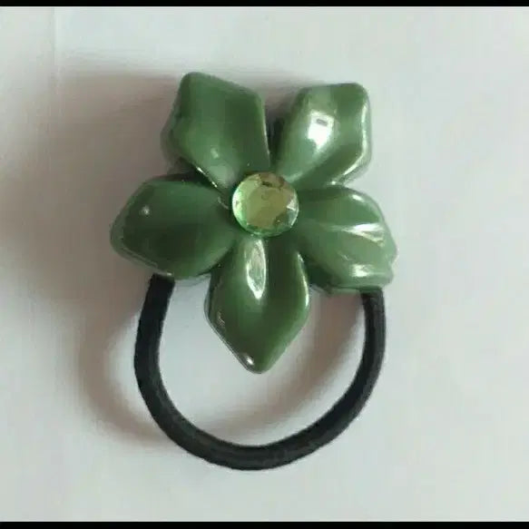 [BUNJANG] Evita Peroni Dark Green Flower Hair Tie / 에비타 페로니 다크그린 플라워 헤어끈