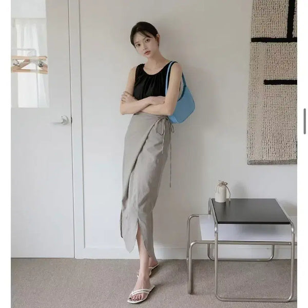[BUNJANG] Atelier Nine Wrap Long Skirt / (새상품)아틀리에나인 랩 스커트 55,66,77,,88가능
