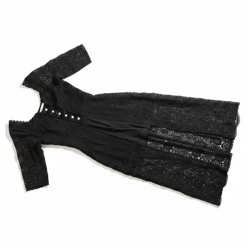 [BUNJANG] Black Crochet One-Piece Jumpsuit / 블랙 크로셰 일체형 점프수트