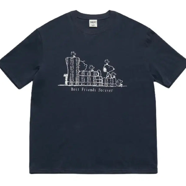 [BUNJANG] Parang X Peanuts Collaboration Short-Sleeve T-Shirt Navy / [새상품] 파르벵 X 피너츠 콜라보 반팔 티셔트 네이비