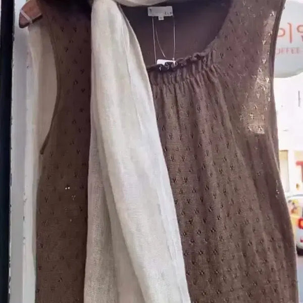 [BUNJANG] Suzuko Vintage Brown Sleeveless Top / 스즈코 빈티지 브라운 슬리브리스 모리걸