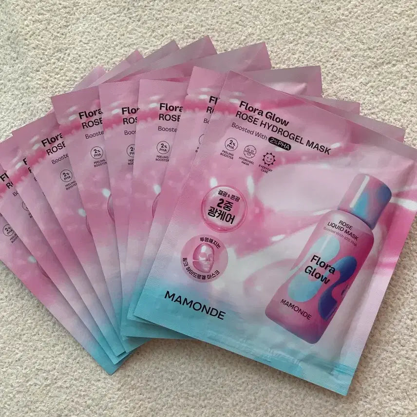 [BUNJANG] Mamonde Flora Glow Rose Hydrogel Mask 9 Sheets / 마몽드 플로라 글로우 로즈 하이드로겔 마스크 9매