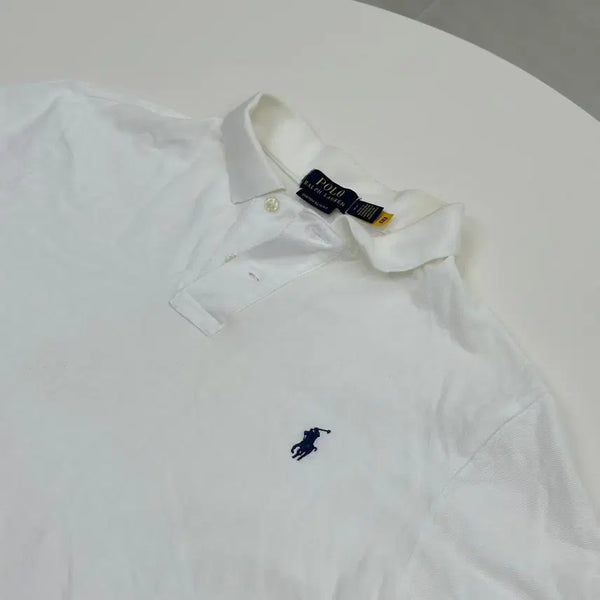 [BUNJANG] Polo Ralph Lauren White Pique Short Sleeve Shirt L (100) / 폴로 랄프로렌 화이트 피케 셔츠 반팔티 L 100