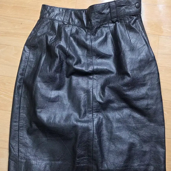 [BUNJANG] Haibon Black Leather Midi Skirt / 26.하이본 블랙 가죽 스커트.2 길이50cm. 여