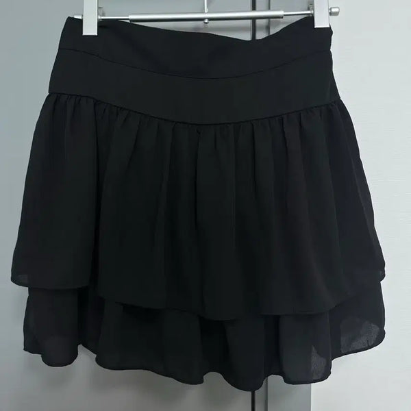 [BUNJANG] Chiffon Tiered Skirt - Black / 쉬폰 캉캉스커트 블랙