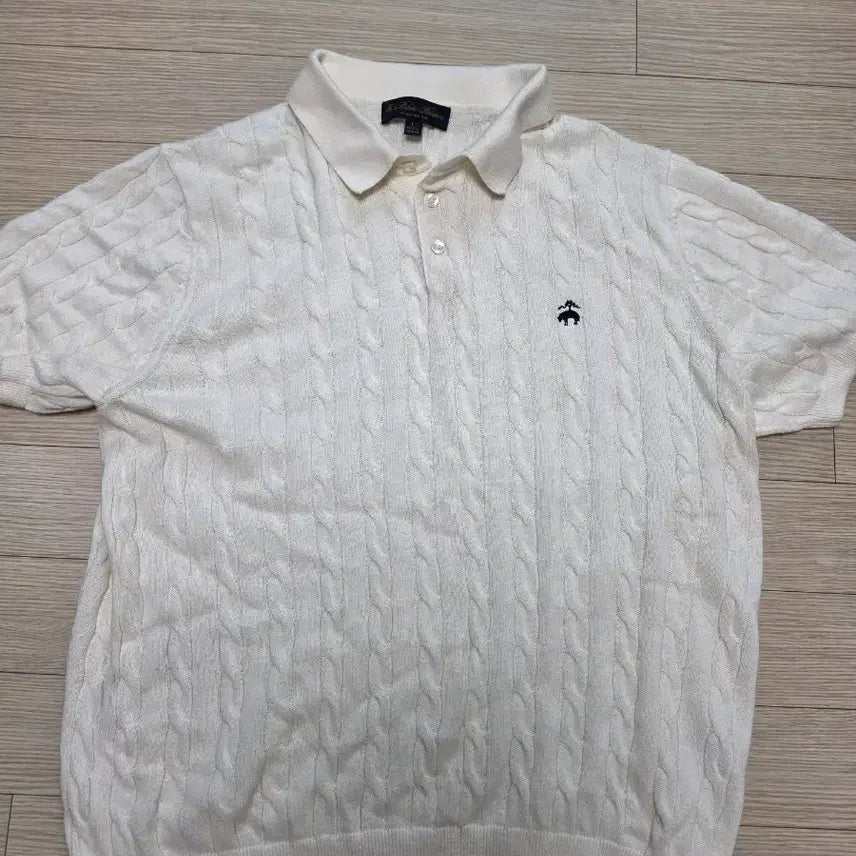 [BUNJANG] Brooks Brothers Cable Knit Short Sleeve Sweater Ivory L / 브룩스브라더스 케이블 반팔 니트 아이보리 L