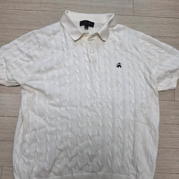 [BUNJANG] Brooks Brothers Cable Knit Short Sleeve Sweater Ivory L / 브룩스브라더스 케이블 반팔 니트 아이보리 L