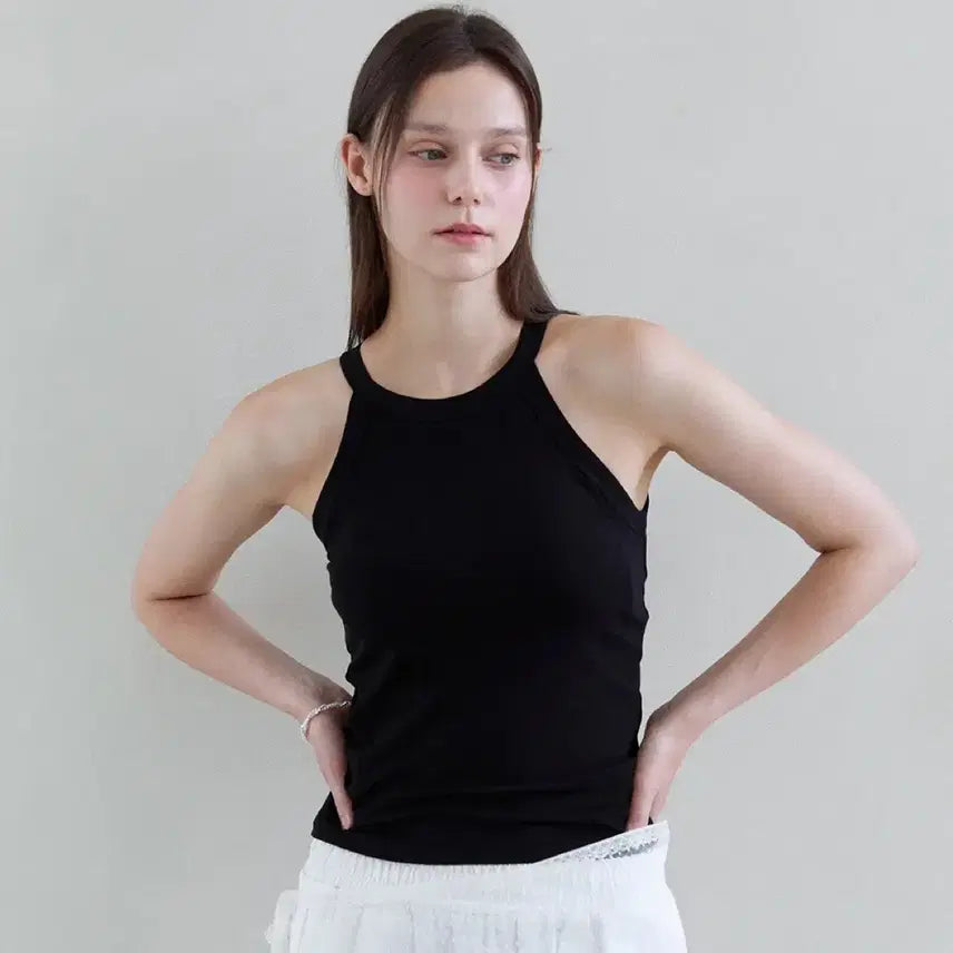 [BUNJANG] TSH Halterneck Bra Top T-shirt Black / 티에스에이치 홀터넥 브라탑 티셔츠 블랙