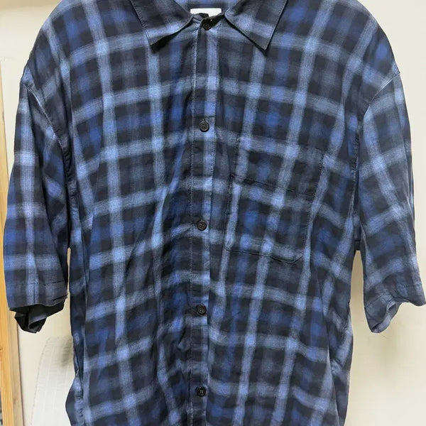 [BUNJANG] Poler Teru Check Short Sleeve Shirt Navy / [3] 폴리테루 체크 반팔 셔츠 네이비
