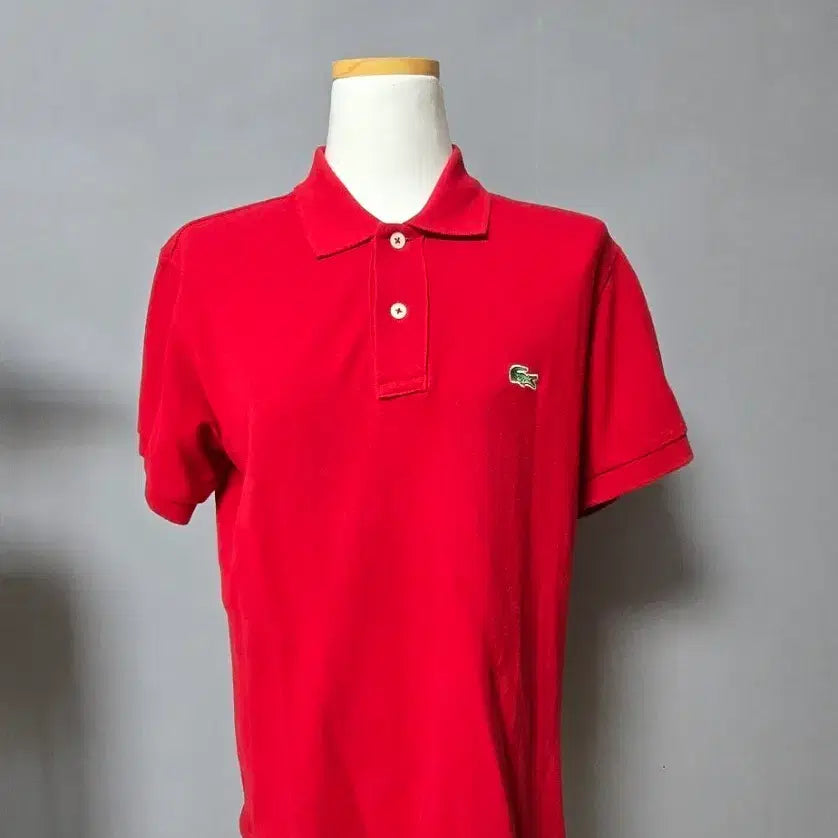 [BUNJANG] Lacoste Red Collar T-Shirt / 라코스티 레드 카라티