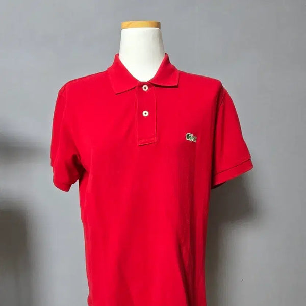 [BUNJANG] Lacoste Red Collar T-Shirt / 라코스티 레드 카라티