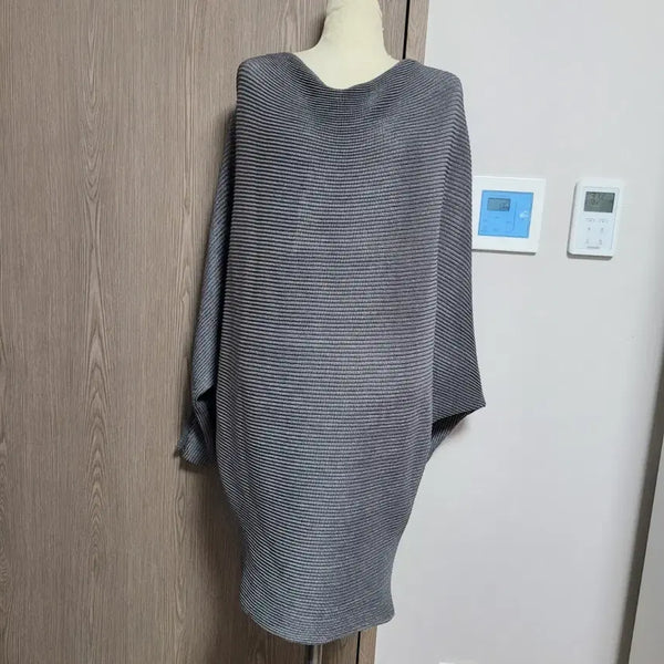 [BUNJANG] Spechio Pleats Oversized Batwing Long Blouse - Grey (M) / 스피치오 플리츠  오버핏 롱 블라우스 그레이  가오리핏  M