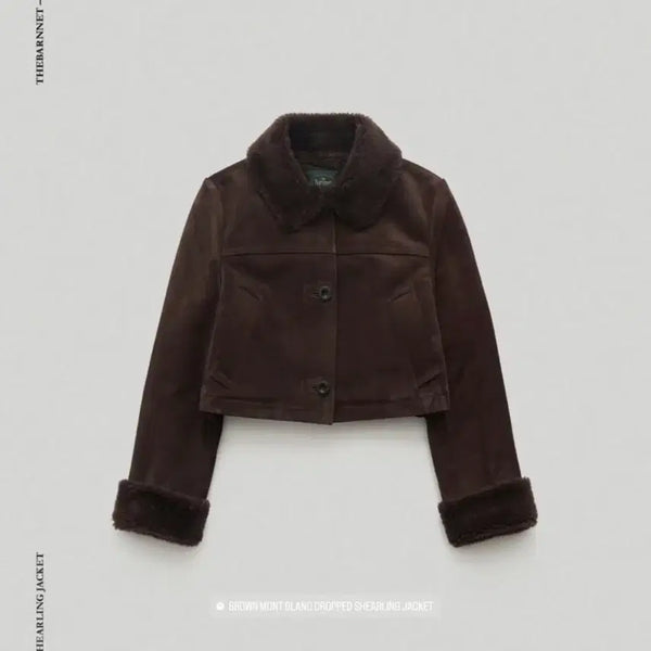 [BUNJANG] The Barnet Mont Blanc Cropped Shearling Jacket Brown / 더바넷 브라운 몽블랑 크롭 시어링자켓