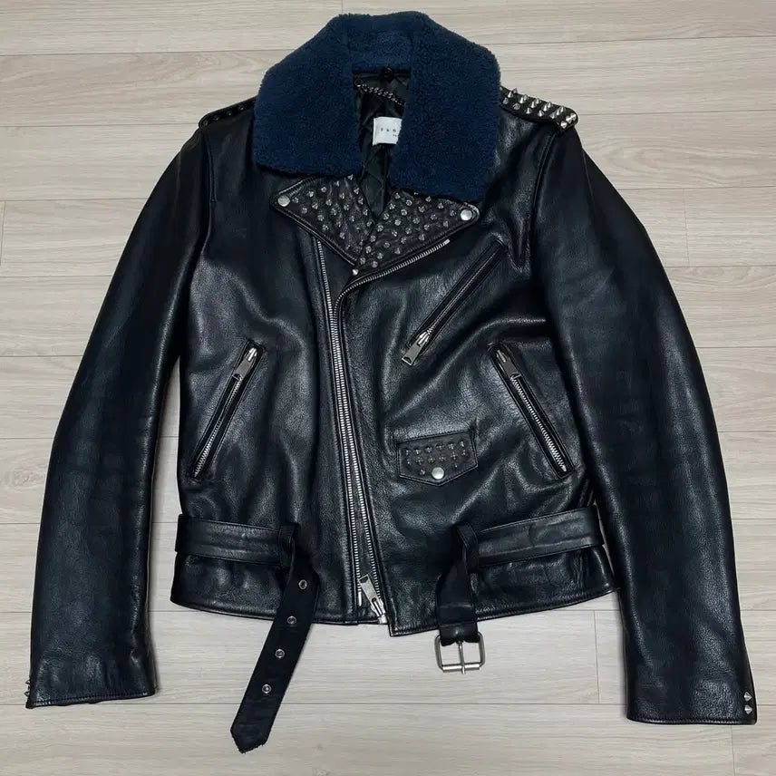 [BUNJANG] Sandro Homme Studded Rider Leather Jacket / 산드로 옴므 스터드 라이더 가죽자켓