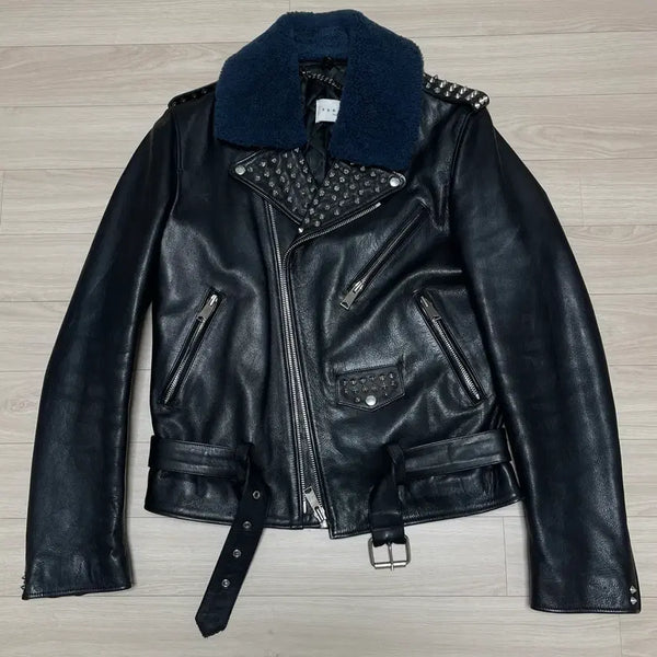 [BUNJANG] Sandro Homme Studded Rider Leather Jacket / 산드로 옴므 스터드 라이더 가죽자켓