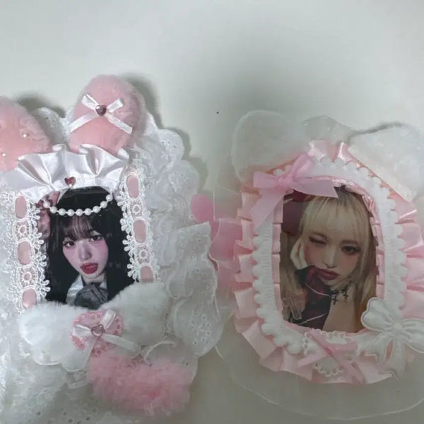 [BUNJANG] Bundle Set Pink Lace Toploaders with Bunny & Cat Ears / 일괄)핑크색 레이스탑로더 아이브리센느하투하아이들엔믹스블핑베몬 토끼 탑로더 고양이 탑로더