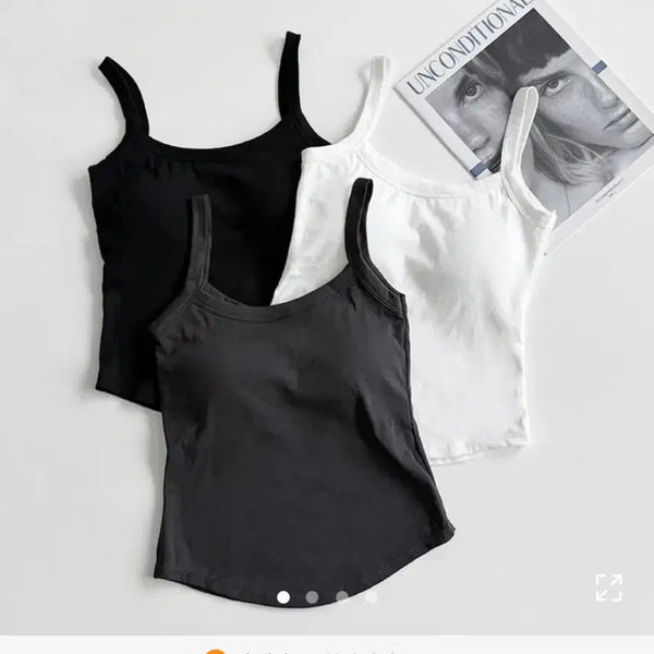 [BUNJANG] Round Built-in Cup Camisole White / [새상품] 라운드 캡내장 나시 화이트