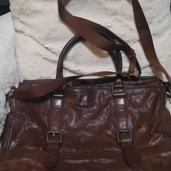 [BUNJANG] Montsac Cowhide Tote Bag Brown / 몽삭 소가죽 토트백 브라운. 서류가방 상태좋아요