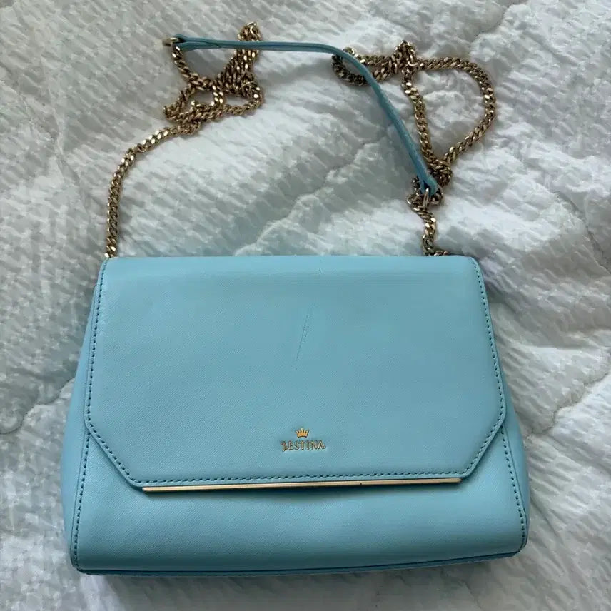 [BUNJANG] J.ESTINA Chain Crossbody Bag Sky Blue / 제이에스티나 체인  크로스백 스카이블루