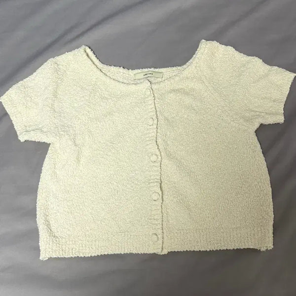 [BUNJANG] Women's Knit Cropped Short Sleeve Cardigan / 여성 니트 크롭 반팔 가디건