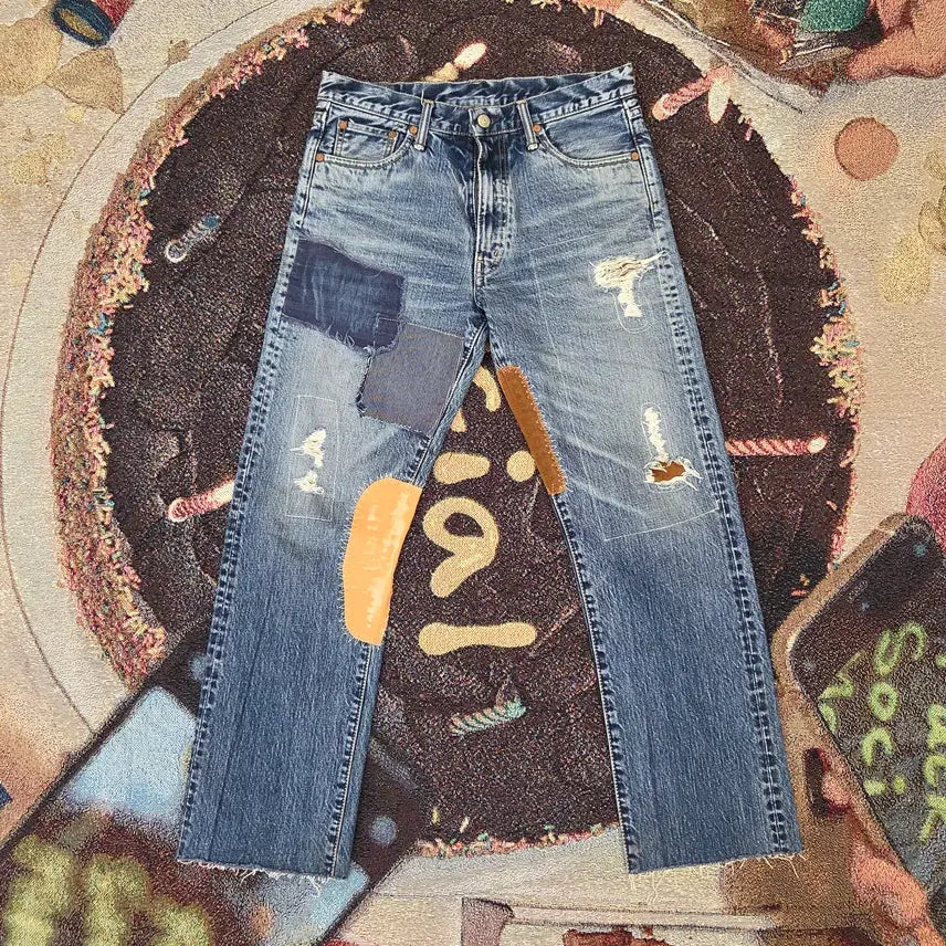 [BUNJANG] Burgers Plus Patchwork Denim Pants / 버거스 플러스 패치워크 데님