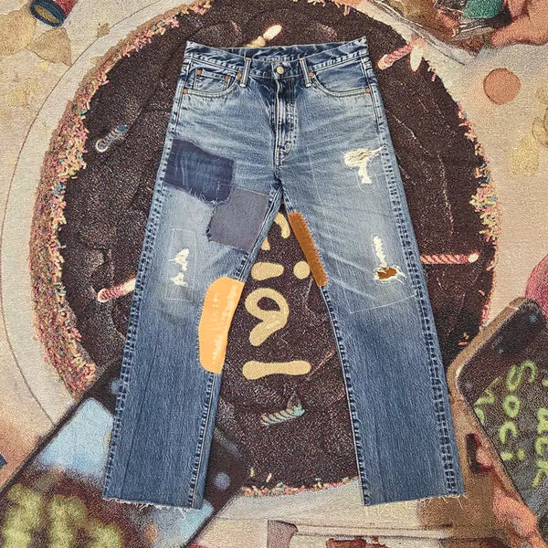 [BUNJANG] Burgers Plus Patchwork Denim Pants / 버거스 플러스 패치워크 데님