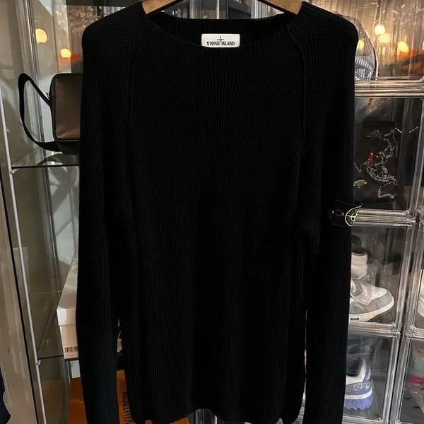 [BUNJANG] Stone Island Ribbed Knit Sweater Black XL / 스톤아일랜드 골지 니트 블랙 xl