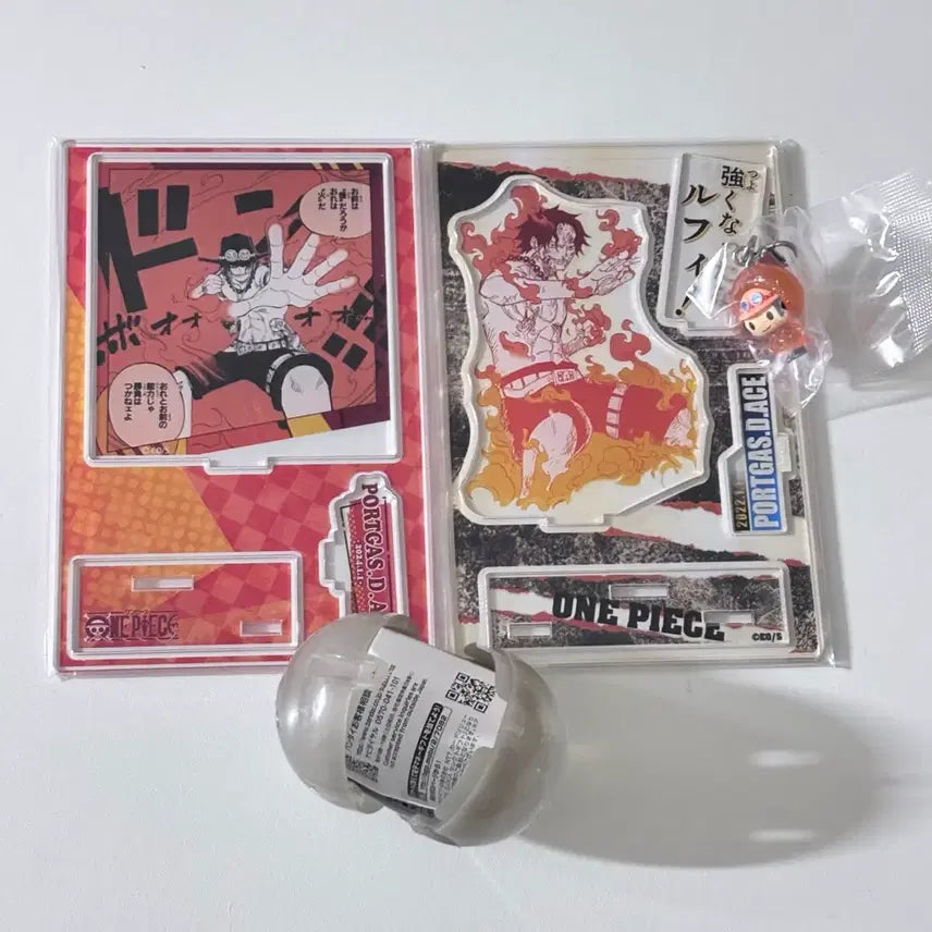 [BUNJANG] One Piece Portgas D. Ace Birthday Diorama & Charm Set / 원피스 에이스 생일 디오라마 아크릴 & 메지루시 세트