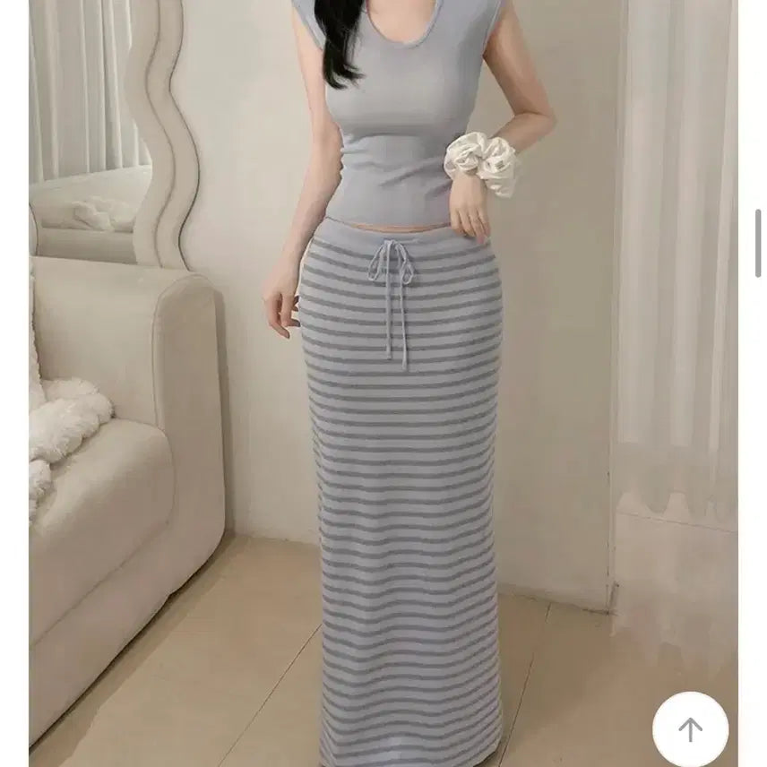[BUNJANG] Jeanne Suneu Chooroom Yururee Groovyfloor Holly Hipnatic Sleeveless Knit and Long Skirt Set / 캡소매 니트 나시 롱 스커트 세트 투피스 잔느 순느 츄룸 유르르 수입의류 그루비플로어 홀리 히프나틱