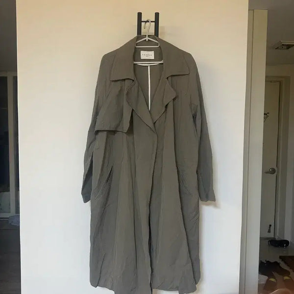 [BUNJANG] Sandro Women's Cotton Long Jacket Khaki Size 82 / 산드로  여성  면  롱 자켓 -82사이즈