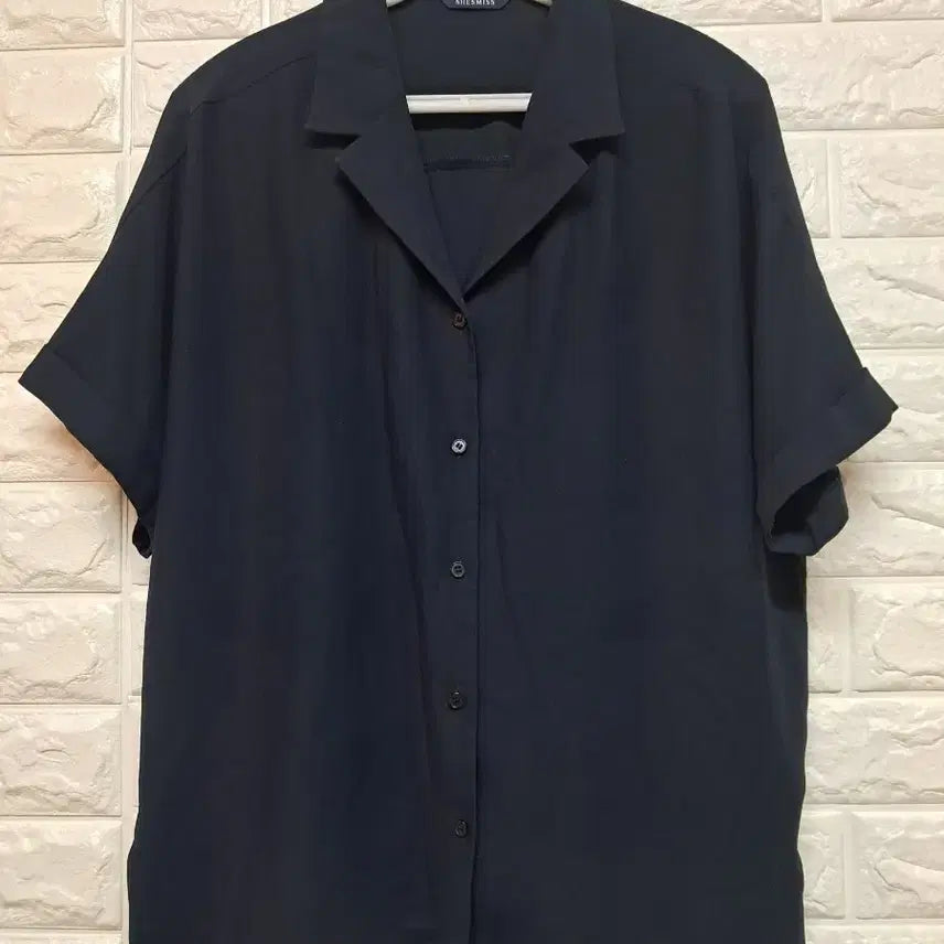 [BUNJANG] She's Miss Navy Short-Sleeve Shirt Size 66 / 쉬즈미스 네이비 반팔 셔츠 66