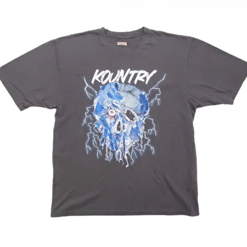 [BUNJANG] Kapital Tenjiku Denim Face T-Shirt Charcoal M / 캐피탈 반팔 컨트리 보로 페이스 텐지쿠 데님 페이스 M