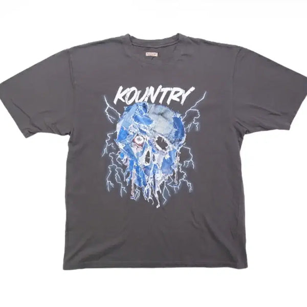 [BUNJANG] Kapital Tenjiku Denim Face T-Shirt Charcoal M / 캐피탈 반팔 컨트리 보로 페이스 텐지쿠 데님 페이스 M