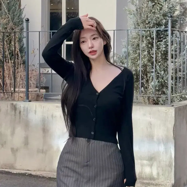 [BUNJANG] Kinda My Mini Wool Cardigan Black / 카인다미 미니 울 가디건 블랙