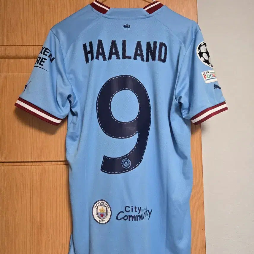 [BUNJANG] Manchester City 22-23 Home Haaland Jersey with Champions League Patch / 22-23 맨시티 홈 홀란드 마킹 챔스패치