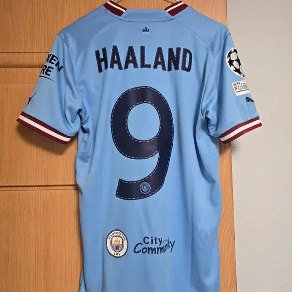 [BUNJANG] Manchester City 22-23 Home Haaland Jersey with Champions League Patch / 22-23 맨시티 홈 홀란드 마킹 챔스패치