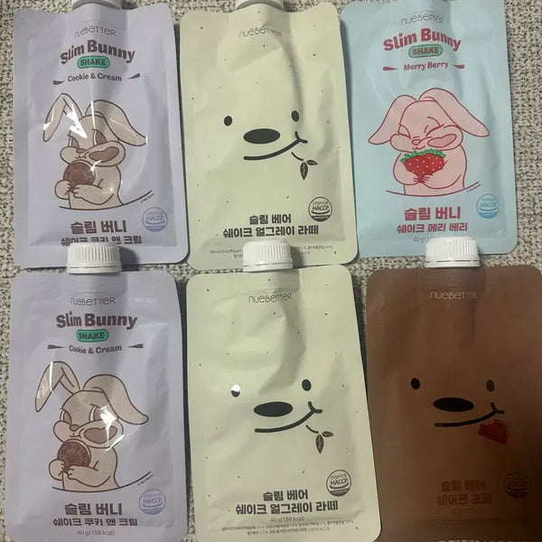 [BUNJANG] New Better Slim Bunny Bear Shake (4 Flavors) / 뉴베러 슬림 버니 베어 쉐이크 ( 얼그레이 라떼, 메리 베리, 초코, 쿠키 앤 크림)