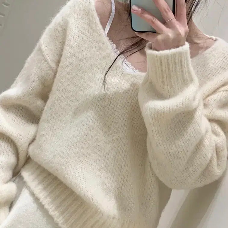 [BUNJANG] Bonidiip V Knit / (새상품) 누아누아 보니딥브이 니트