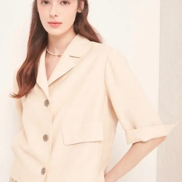[BUNJANG] Mine Spring/Summer Short-Sleeve Jacket Blouse / 44 마른55 텍ㅇ 새상품 마인 봄 여름 반팔 얇은 자켓 정장 블라우스
