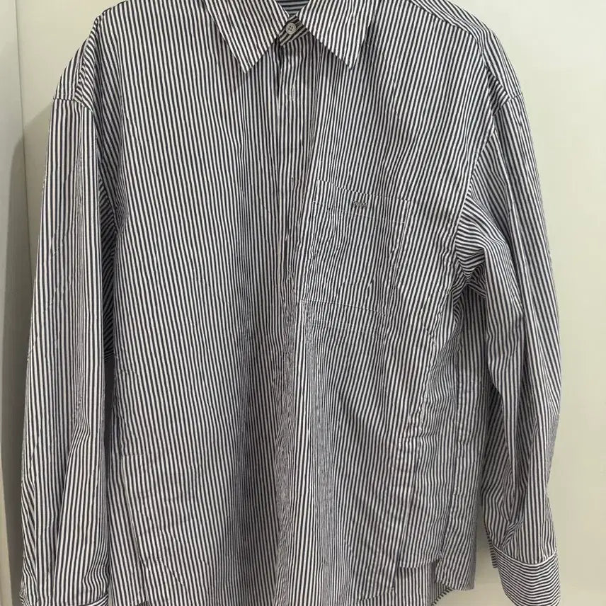 [BUNJANG] Wooyoungmi Blue Stripe Chest Pocket Shirt Size 50 / 우영미 블루 스트라이프 체스트 포켓 셔츠(50)