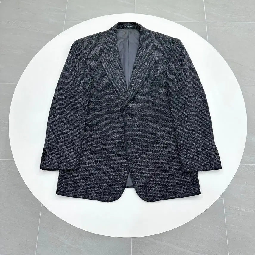 [BUNJANG] Saint Laurent Tweed Blazer Charcoal Old Money Fit / YSL 입생로랑 트위드 블레이저 올드머니룩 OS