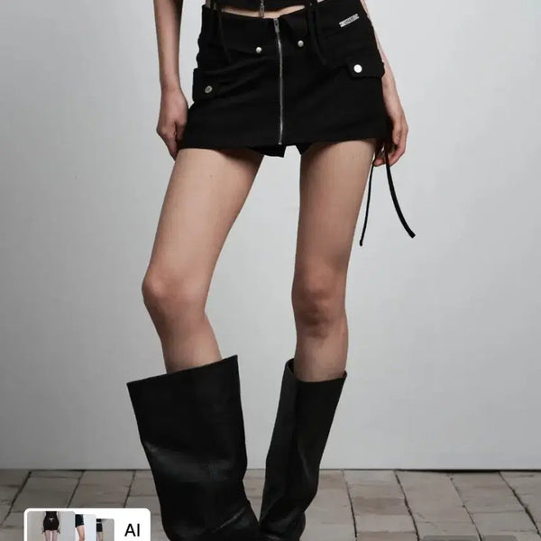 [BUNJANG] As You Are Folding Hidden Skirt Pants - Black / 애즈유아 폴딩 히든 스커트 팬츠 블랙