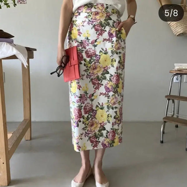 [BUNJANG] Rosebay London Garden Pattern Long Skirt / 로즈베이 영국정원스커트