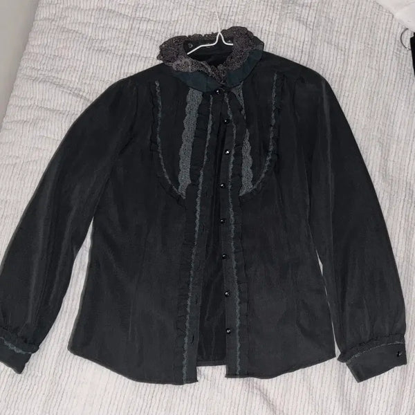[BUNJANG] AXISFARM Gothic Lolita Goth Vintage Blouse / 엑시즈팜 고딕 로리타 고스로리 고스 빈티지 블라우스
