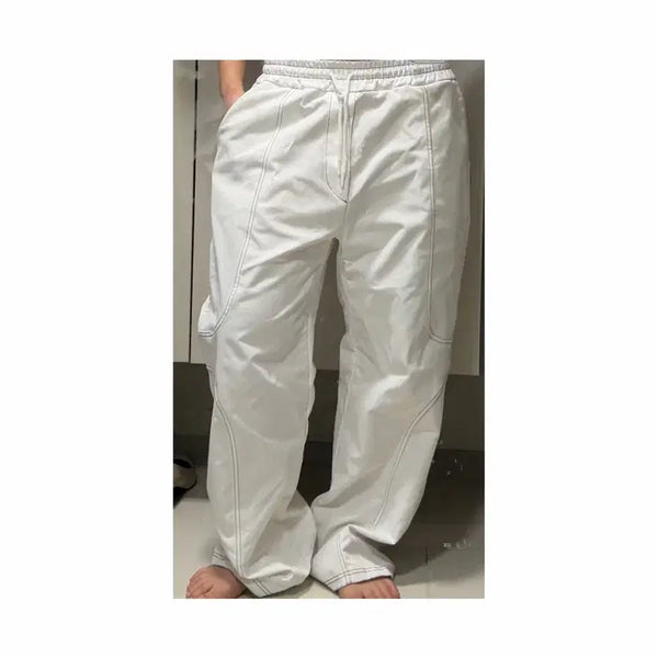 [BUNJANG] White Cotton Cargo Pants / 화이트 카고 면팬츠